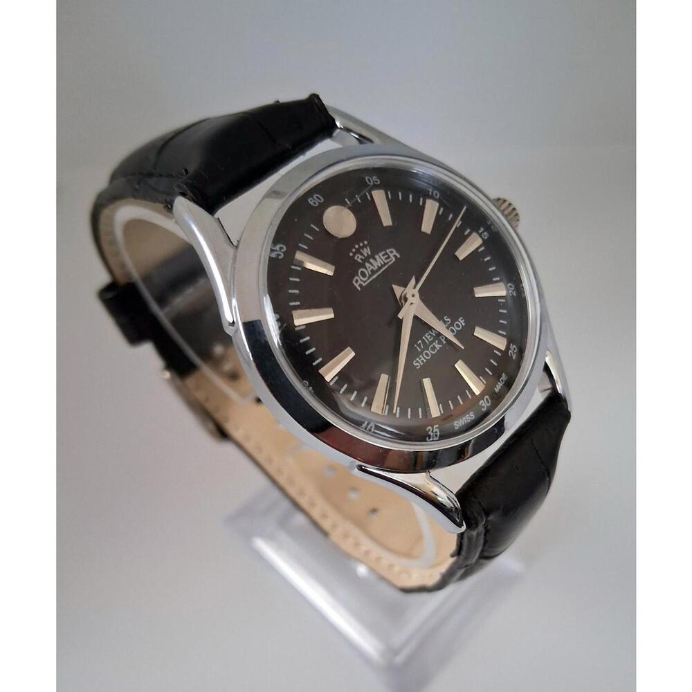 Vintage Roamer Men's Leather Mechanical‎ Watch RARE